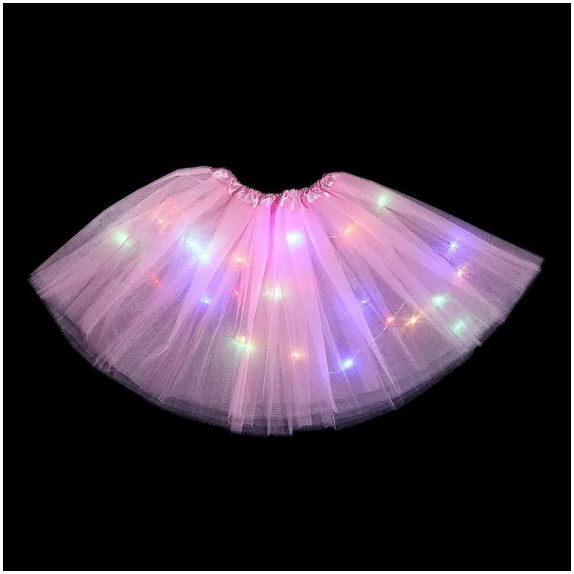 Other Event & Party Supplies Festival Party Child Led Tutu Dress Glow Light-Emitting Half Length Gauze Skirt Light Halloween Christmas Dhpbm