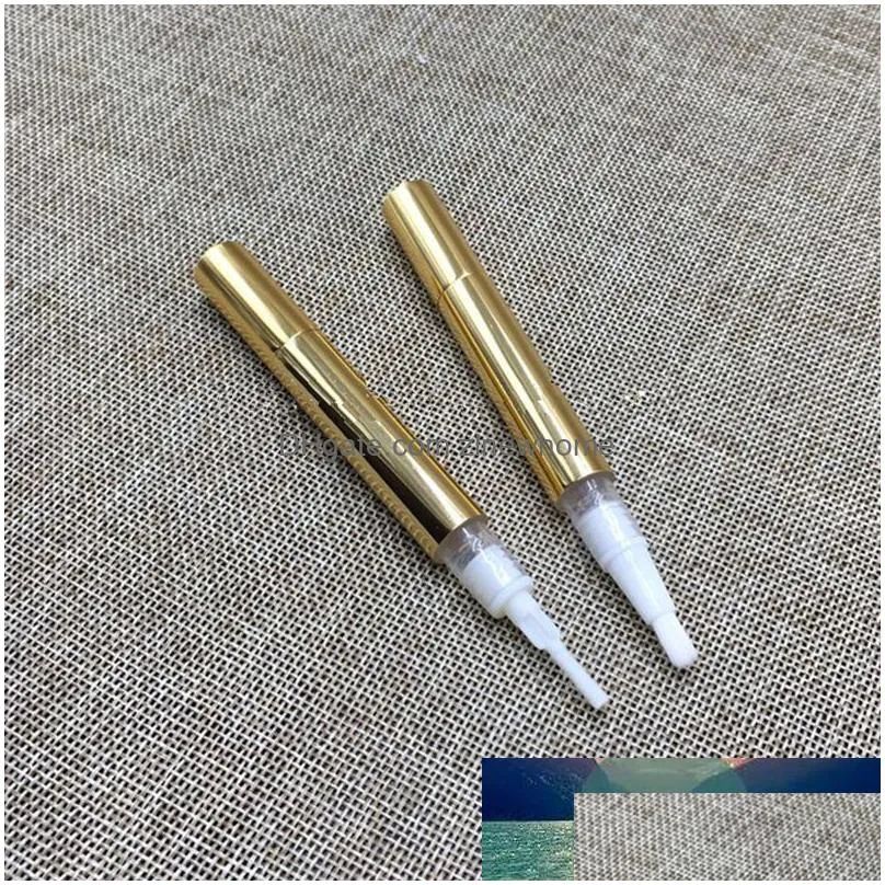 Packing Bottles Wholesale 100Pcs/Lot L Empty Gold Twist Pen Cosmetic Container Lip Gloss Eyelash Growth Manicure Nail Care Maquiagem D Dhw4X