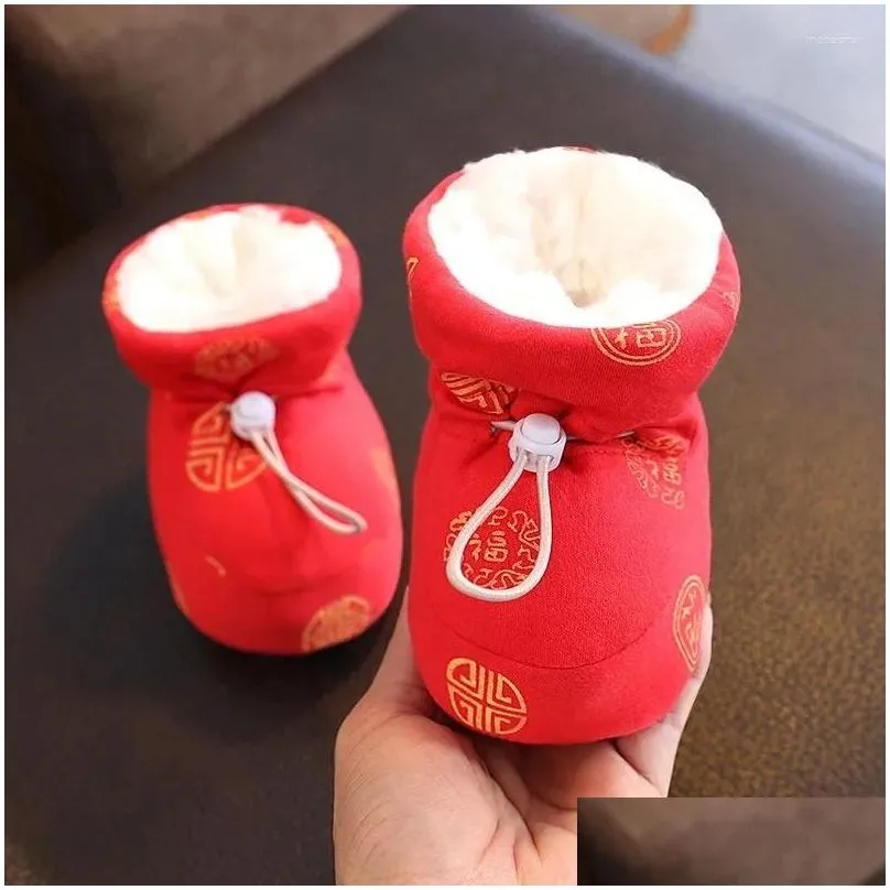 first walkers warm infant crib snow boots soft comfortable girls boys anti-slip socks born baby shoes zapatos rojos