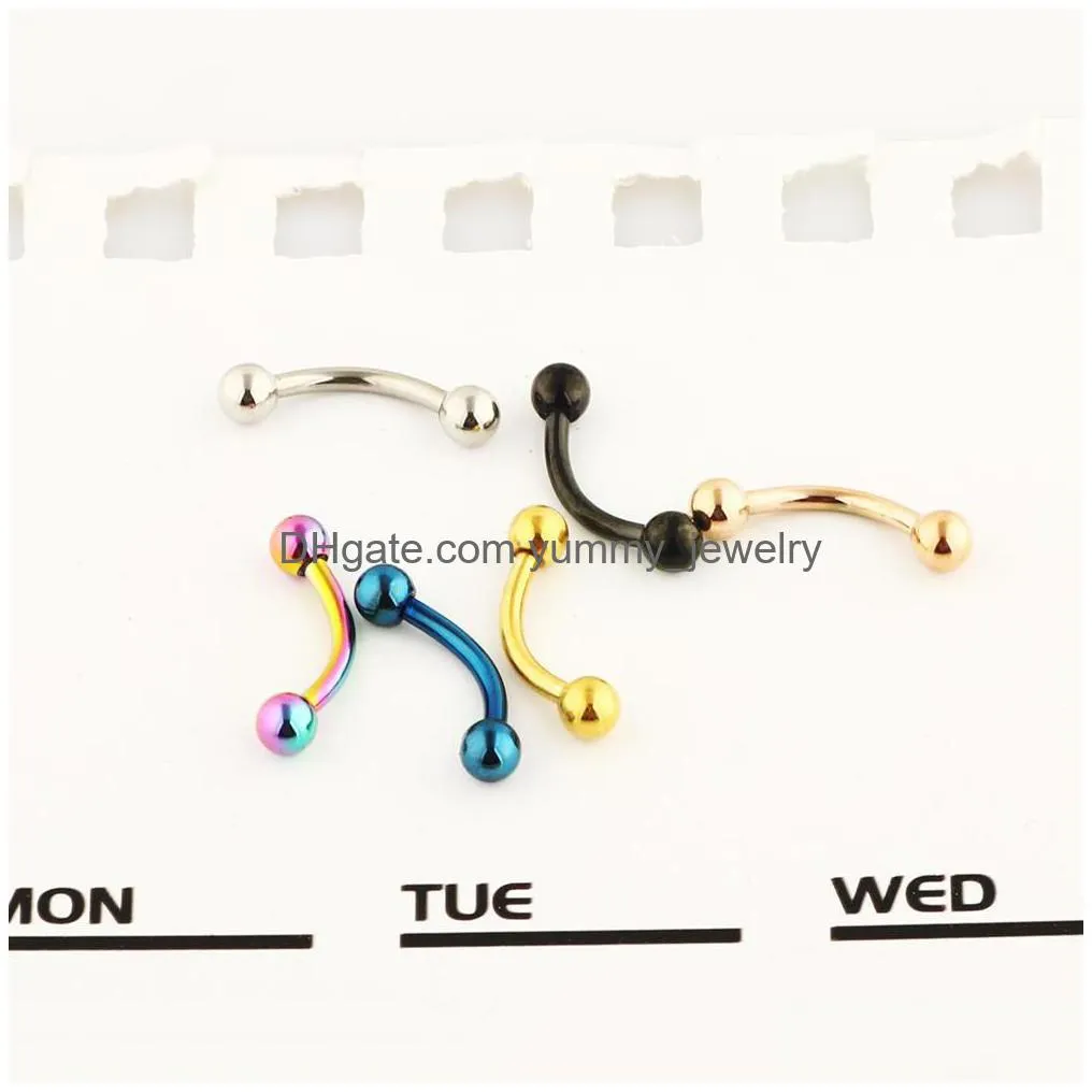16 Gauge Stainless Steel Eyebrow Rings Anodized Lip Bars Nose Studs Cartilage Tragus Barbell Body Piercing Jewelry Drop Delivery Dhrrh