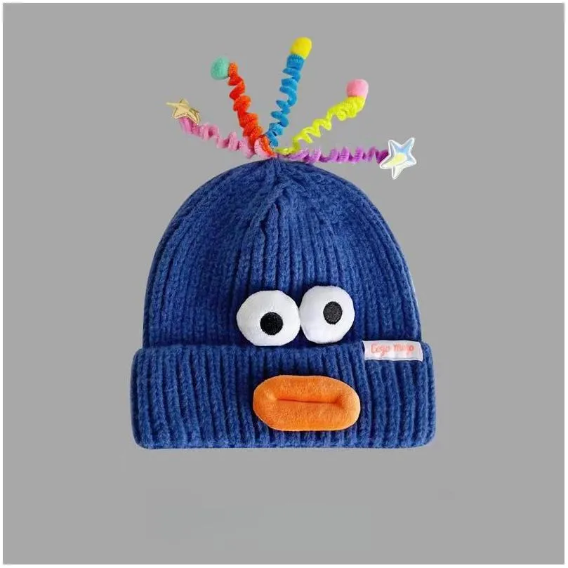 Autumn And Winter Warm Knit Hat Funny Cute Duck Beak Beanie Drop Delivery Dhl8I