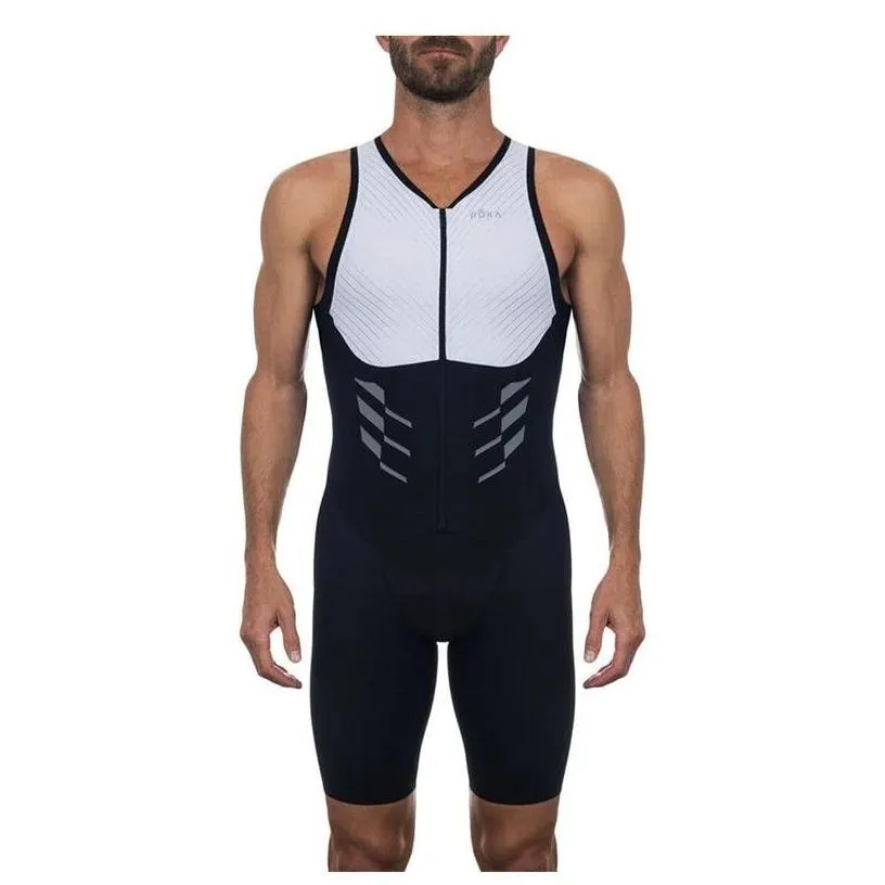 mens tracksuits mens roka triathlon sleeveless swimming and running sportswear bodysuit outdoor tights skin suit 220914 drop delivery