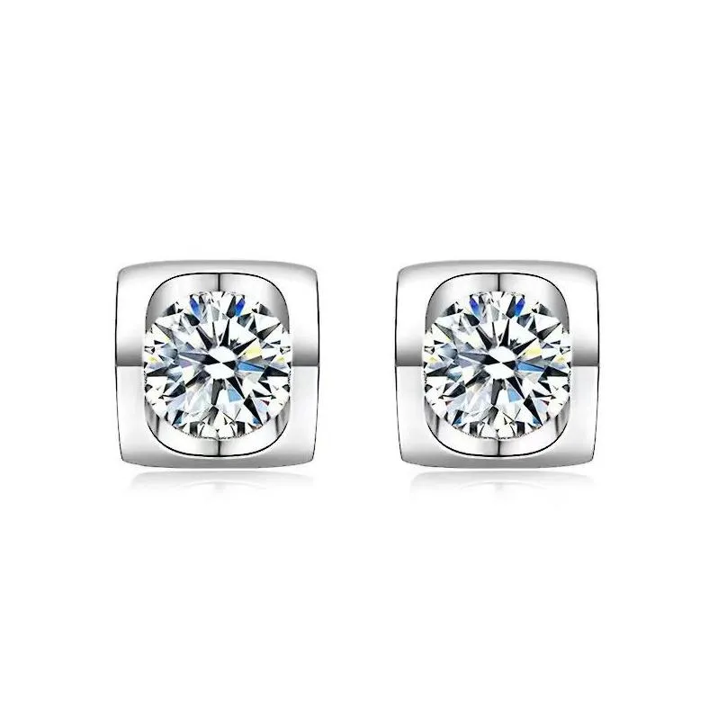 0.5Ct Real Moissanite Moisanne Stone Stud Earrings For Ladies 925 Sterling Sier Wedding Engagement Anniversary Gift With Jewelry Box Dhj9W