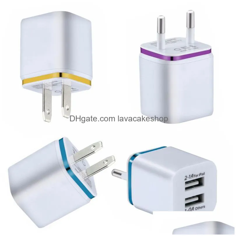 Bath Brushes, Sponges & Scrubbers Fast Adaptive Wall  5V 2.1A Usb Power Adapter Cell Phone Chargers Plug Drop Delivery Home Gar Dhk2O