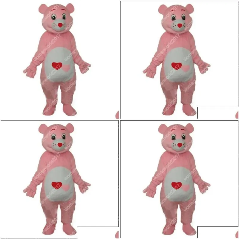 halloween fursuit cute red heart bear mascot costume unisex cartoon anime theme character carnival men women dress christmas fancy performance party