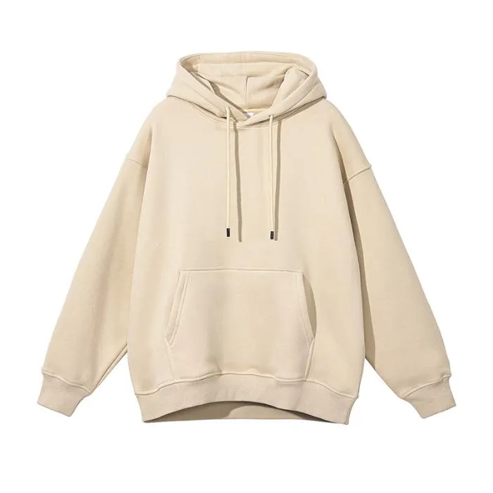 320g heavy cotton solid color couple hoodie base pullover all cotton autumn and winter fashion