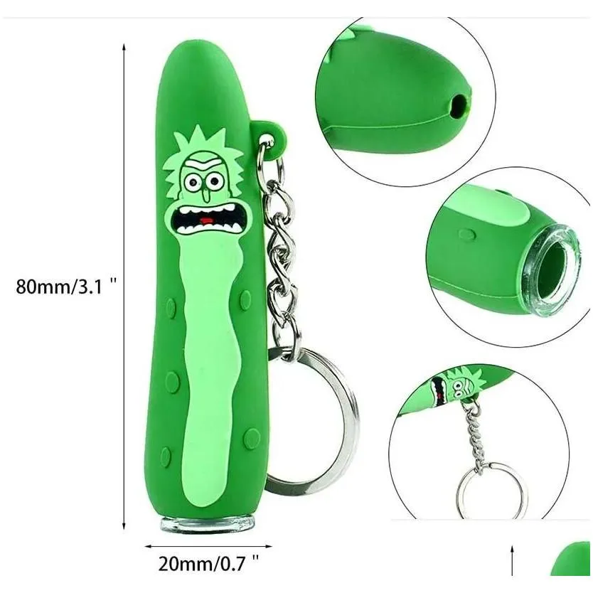 latest oil burner cucumber silicone pipes with glass bowl keychain hand tobacco smoking water pipe dry herb for silicon bong bubbler