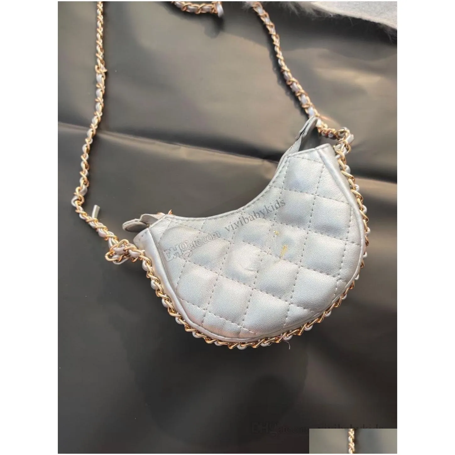fashion children diamond checkered handbags ins girls metal letter chain one shoulder bags kids pu leather crossbody bag s1032
