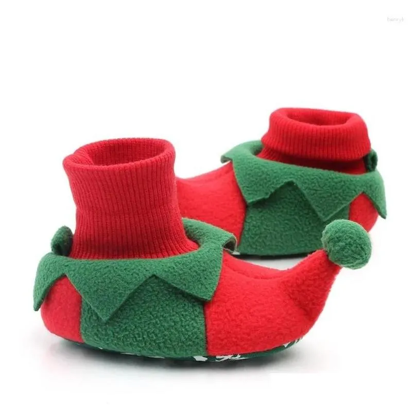 first walkers baby shoes for winter christmas infant cute santa boys and girls 11cm/12cm/13cm 0-12 months warm lining inside soft