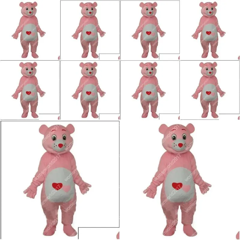 halloween fursuit cute red heart bear mascot costume unisex cartoon anime theme character carnival men women dress christmas fancy performance party