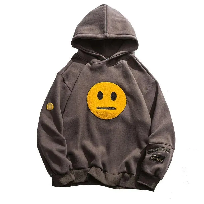 autumn and winter mens hoodie street hoodie zipper pocket facework fleece hoodie