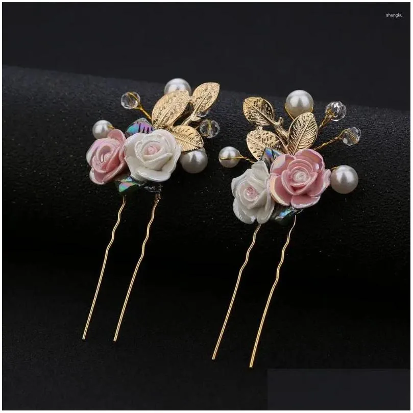 hair accessories chinese style girls hairpin exquisite white crystal fork fashion leaf pins wedding party bride ornaments