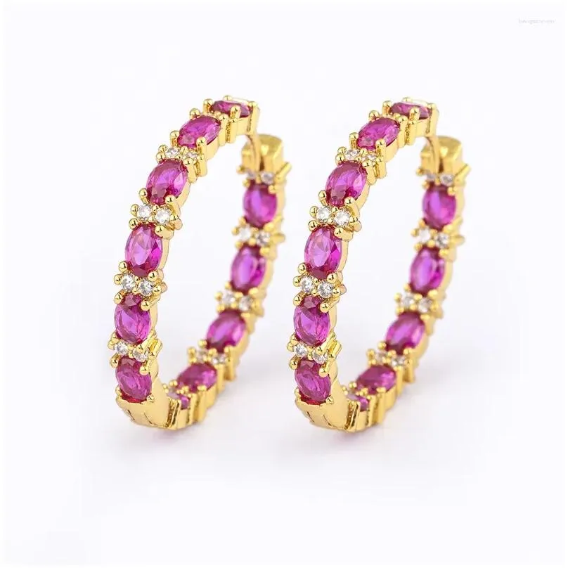 dangle earrings nidin classic big circle hoop women gold plated bohemia vintage shiny zircon ear jewelry engagement accessories