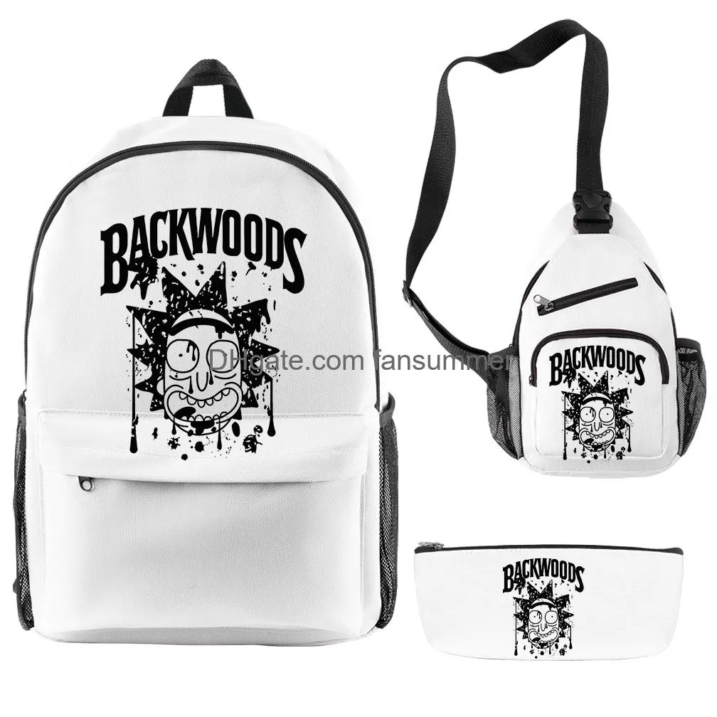 3d backwoods backpacks 3pcsset red smell proof laptop shoulder schoolbag backwood print bag outdoor shoulderbags boys knapsack