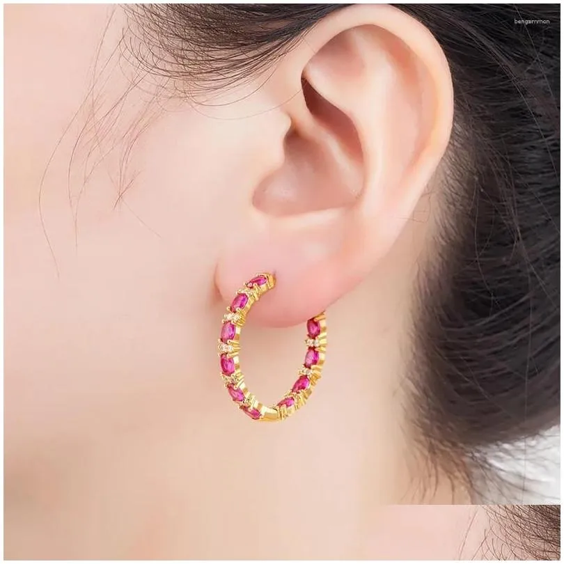 dangle earrings nidin classic big circle hoop women gold plated bohemia vintage shiny zircon ear jewelry engagement accessories