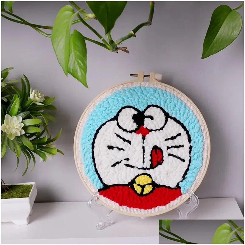 netizen handmade decompression cotton fabric embroidery with circular pattern material bag embroidered by woolen thread