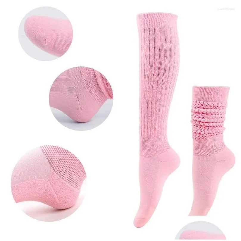 Socks & Hosiery Women Socks Slouch Scrunchy For Colorf Long Loose Stacked Chunky Cotton Ladies Girls Casual Knee High Sock Knitted Bo Dht1D