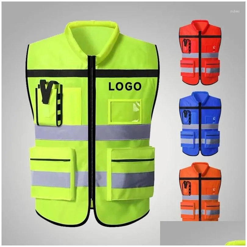 motorcycle apparel high visibility reflective safety vest personalized customized night cycling work clothes for construction workers