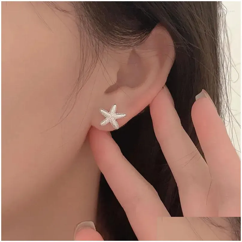 stud earrings ventfille 925 sterling silver starfish shell earring for women girl asymmetry sweet romance jewelry birthday gift drop
