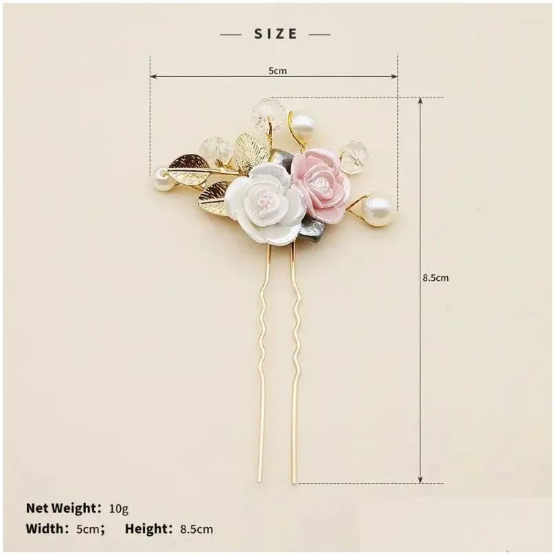 hair accessories chinese style girls hairpin exquisite white crystal fork fashion leaf pins wedding party bride ornaments