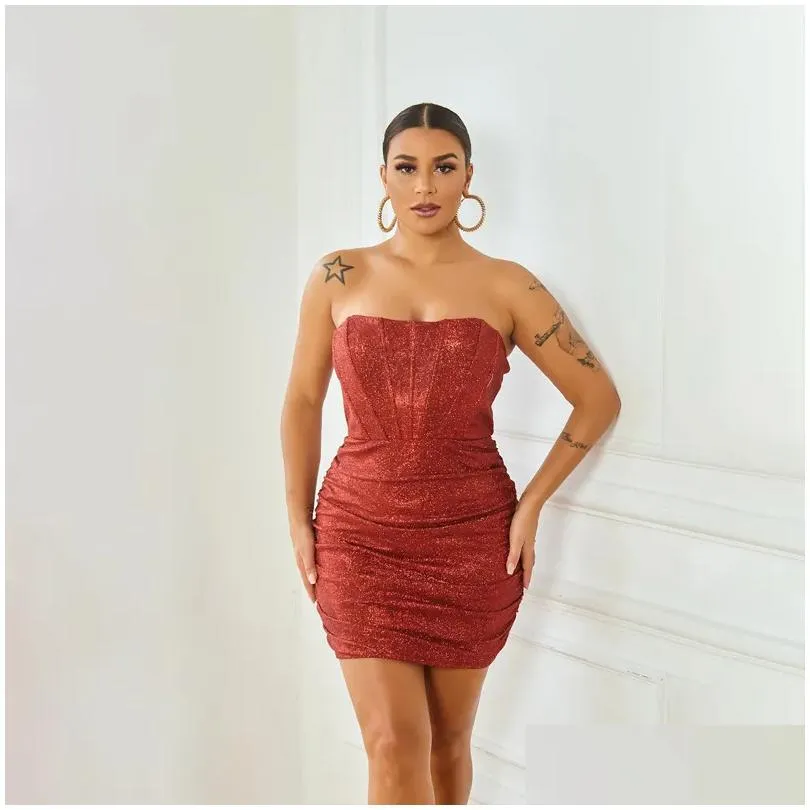 Basic & Casual Dresses Casual Dresses High Quality Strapless Bodycon Dress Women Party 2022 Midi House Of Cb Mesh Celebrity Evening C Dhaul