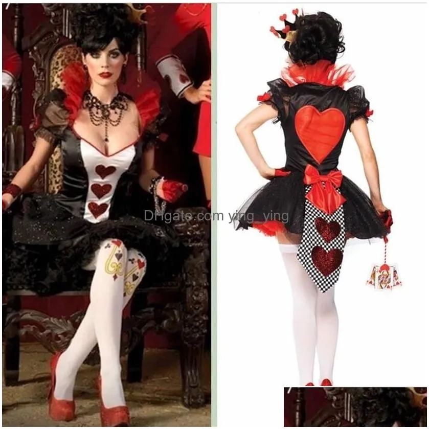 halloween carnival costume sexy queen cosplay women fancy dress with heart pattern sexy dress stage wear outfit275d