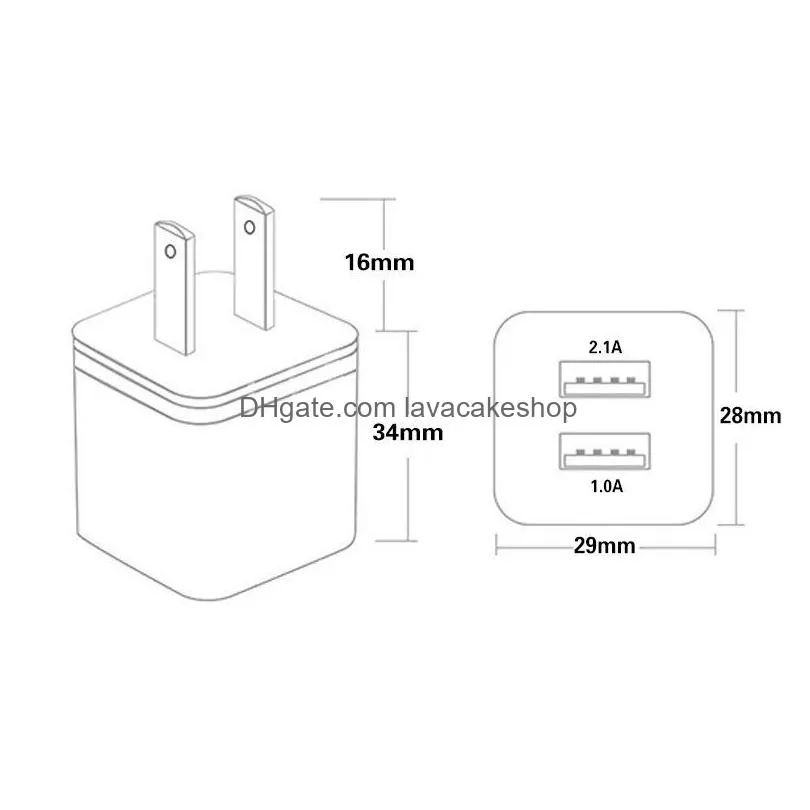 Bath Brushes, Sponges & Scrubbers Fast Adaptive Wall  5V 2.1A Usb Power Adapter Cell Phone Chargers Plug Drop Delivery Home Gar Dhk2O