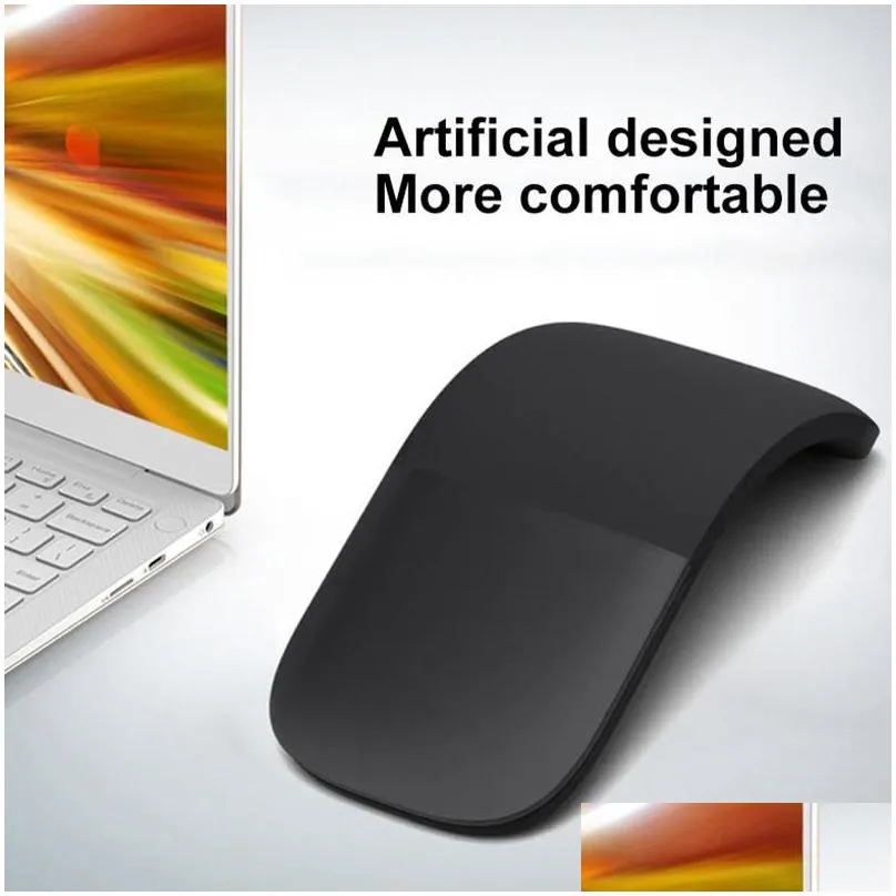 mice bluetoothcompatible foldable wireless mouse folding arc touch mouse 1200dpi optical computer bt mause for microsoft pc laptop