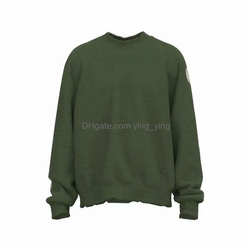 2023fw loose sweater men woman 1 high quality crewneck vintage green sweatshirts