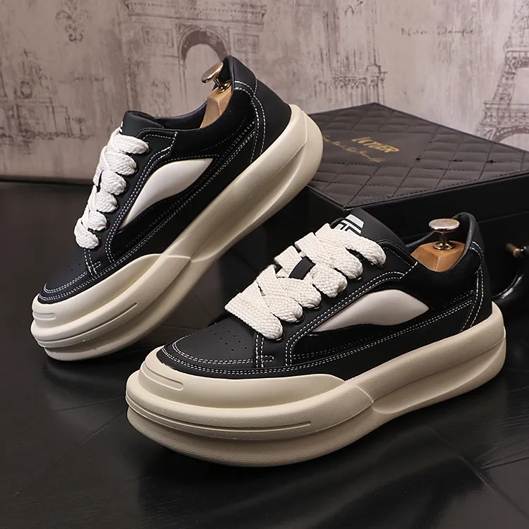 Fashionable Men's Casual Shoes Men's Sports Shoes 2023 New Summer Low-top Board Shoes White Breathable Platform Sneakers for Men