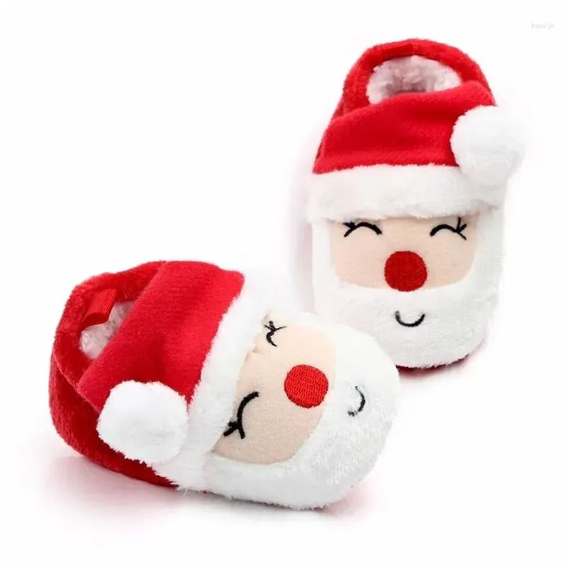 first walkers baby shoes for winter christmas infant cute santa boys and girls 11cm/12cm/13cm 0-12 months warm lining inside soft