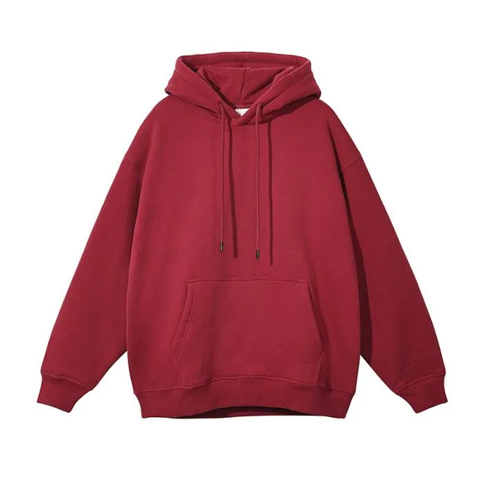 320g heavy cotton solid color couple hoodie base pullover all cotton autumn and winter fashion