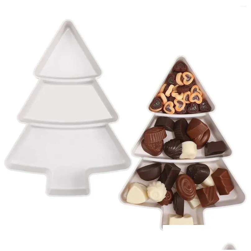 dinnerware sets 2 pcs christmas tree snack plates cookie containers dried fruit tray nut
