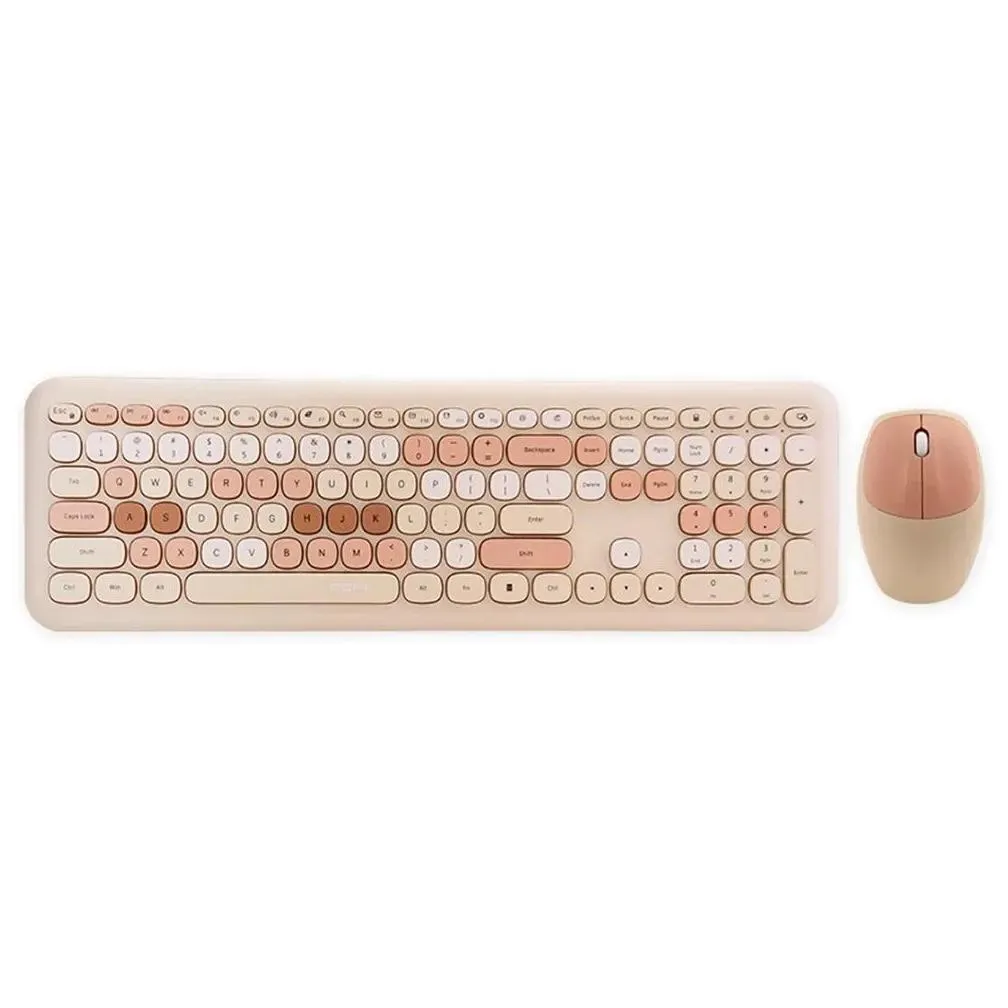 combos mofii 666 keyboard mouse combo wireless 2.4g mixed color 110 key keyboard mouse set with round punk keycaps for girl purple