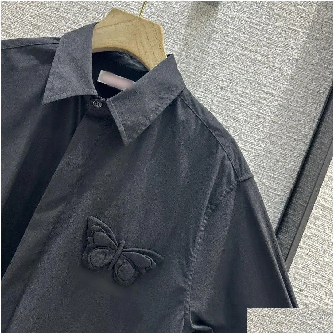 brand same style shirts 2024 new spring summer lapel neck long sleeves fashion luxury women`s blouses designer tops 0115-2