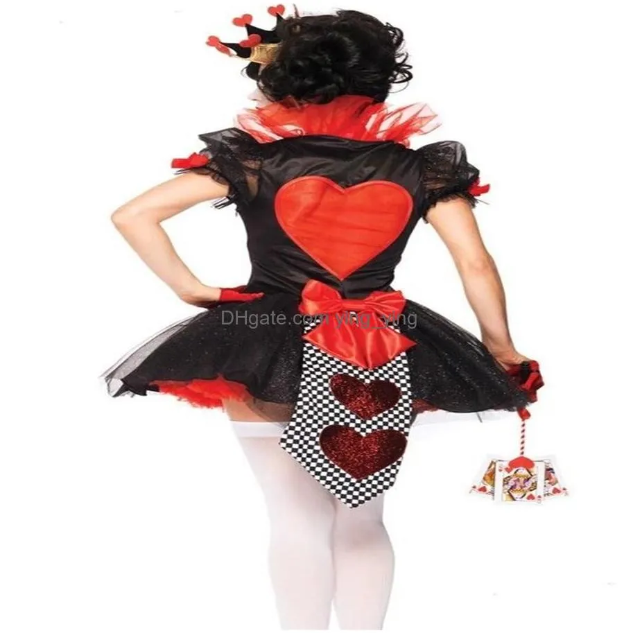 halloween carnival costume sexy queen cosplay women fancy dress with heart pattern sexy dress stage wear outfit275d