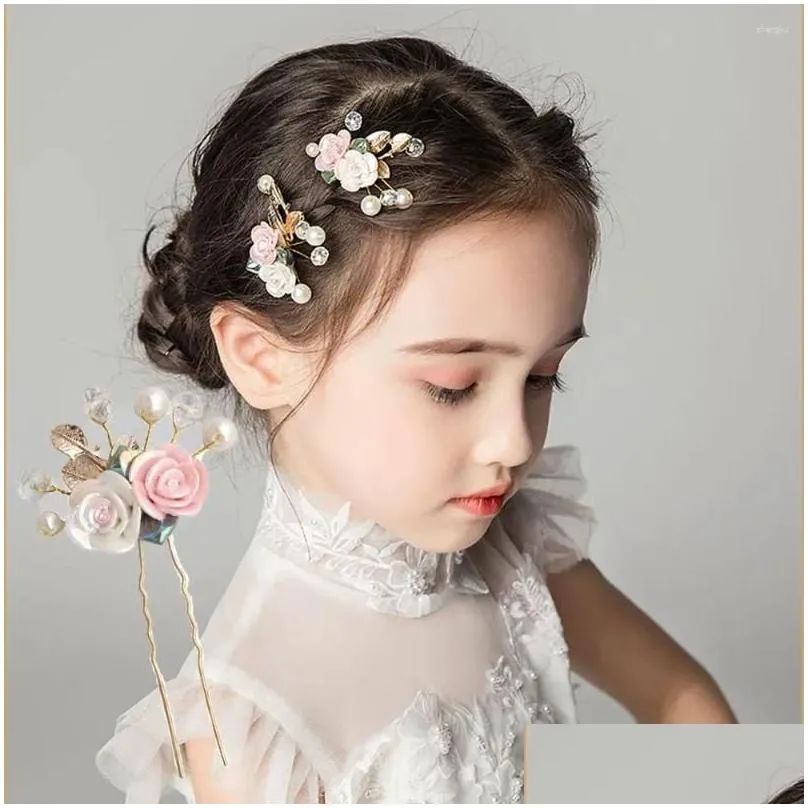 hair accessories chinese style girls hairpin exquisite white crystal fork fashion leaf pins wedding party bride ornaments