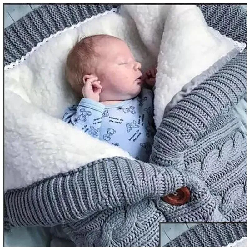 newborn baby winter warm sleeping bags infant button knit swaddle wrap swaddling stroller wrap toddler blanket sleeping bags4232802