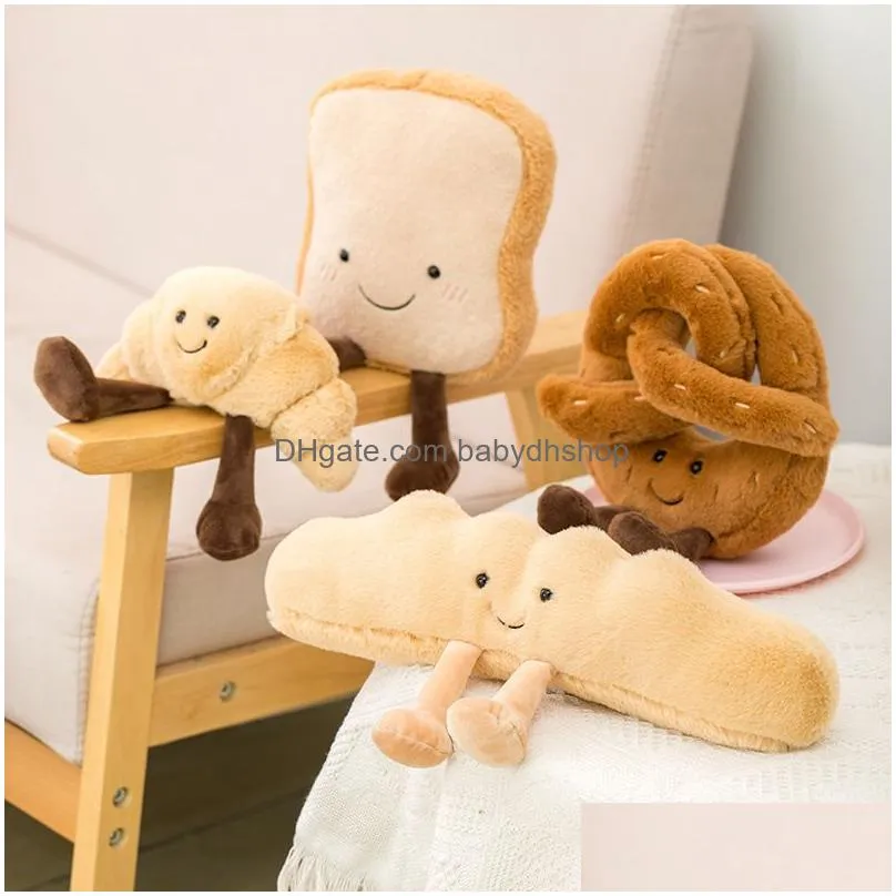 2022 soft cartoon figure pretzel crossant toast bread doll plush food toy stuffed baguette poach egg decor doll ups