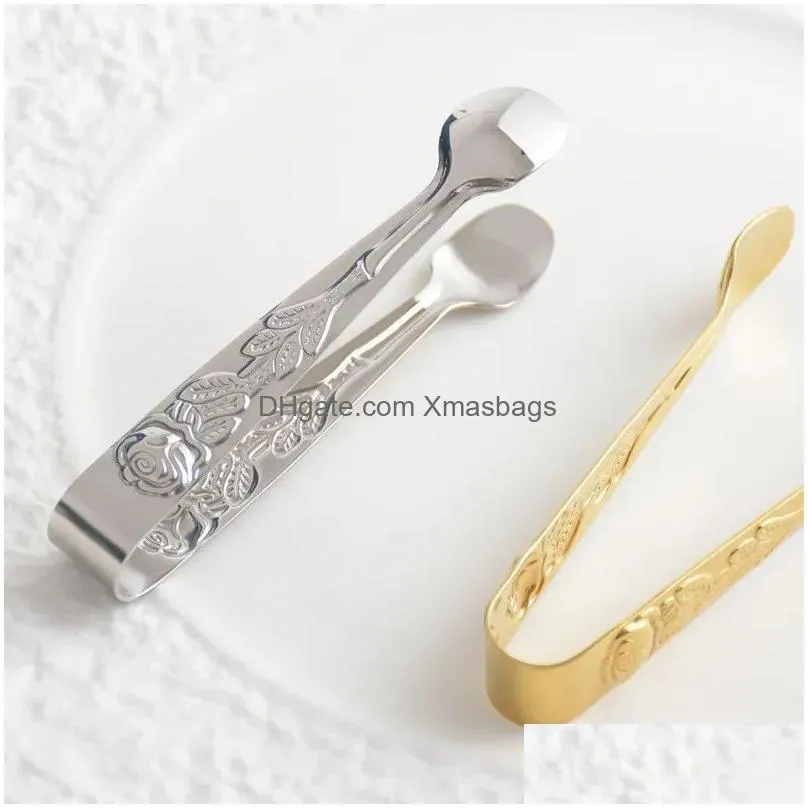 rose engraved mini tong sugar tong ice clip kitchen bar tool 0530