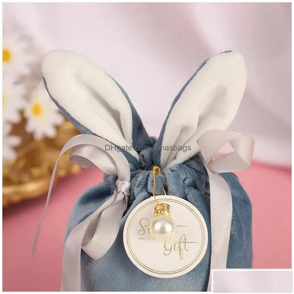 party favor easter cute bunny gift packing bags veet valentines day rabbit chocolate candy wedding birthday jewelry organizer drop d