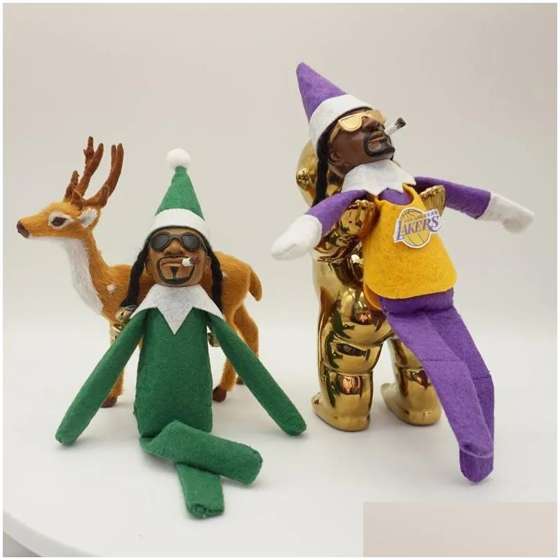 snoop on a stoop hip hop lovers christmas elf behaving badly plush toy table ornaments doll resin head grinc elves