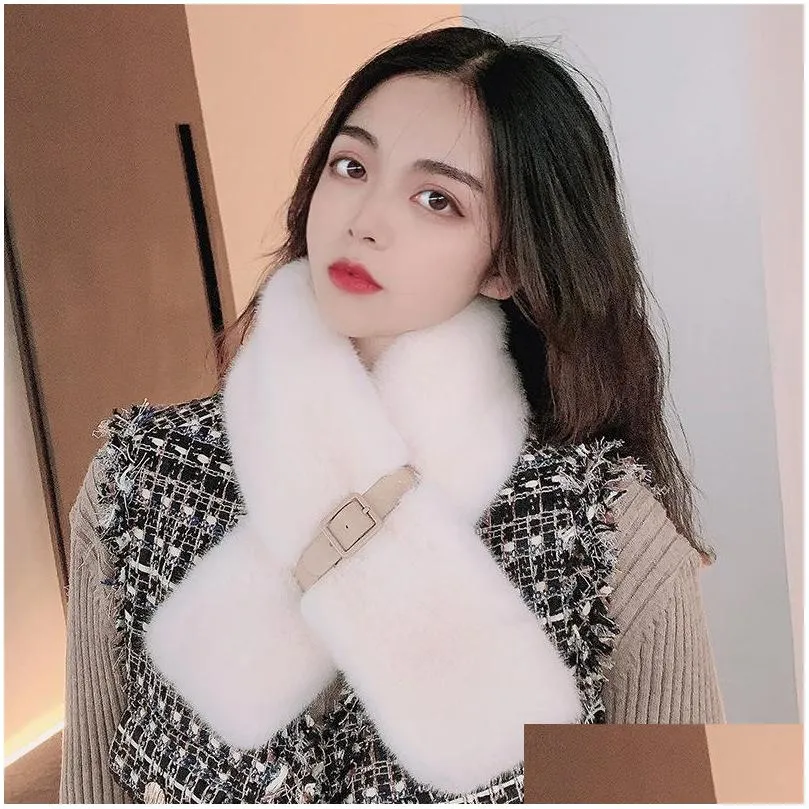 Scarves Imitation Rex Rabbit Hair Scarves Women Autumn And Winter Pure Color Keep Warm Fashion Scarf Versatile New Pattern 10 5Yy J2 D Dhety