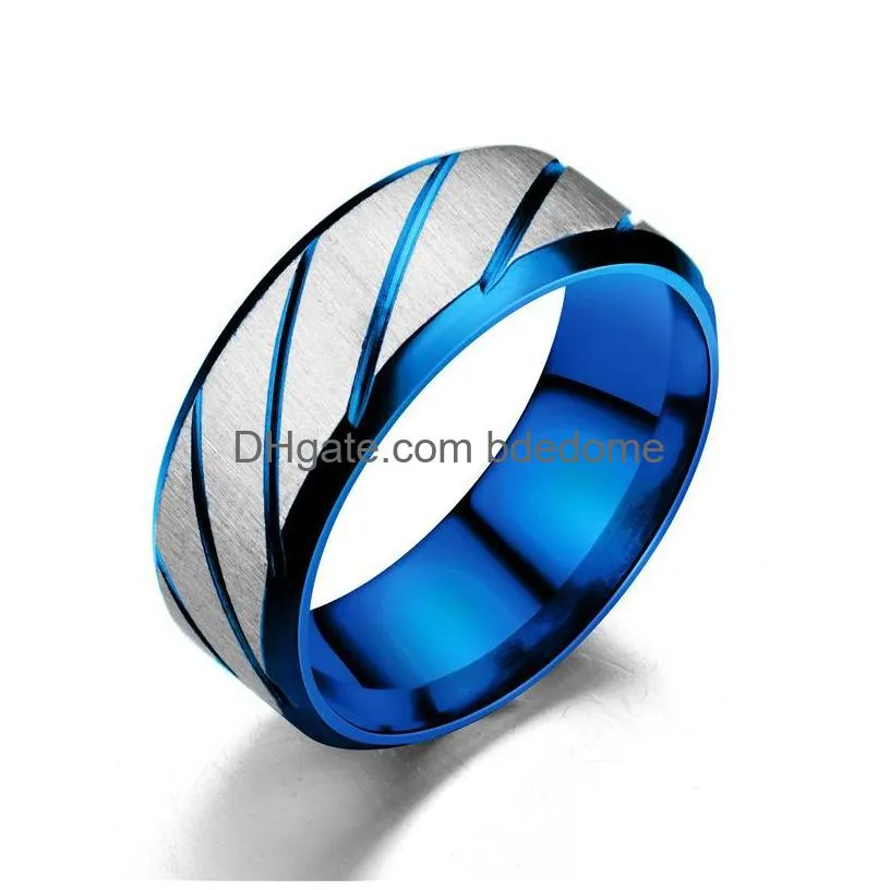 Band Rings 8Mm Stainless Steel Gold Sier Blue Black Color Finger Band Rings For Men Party Club Wear Birthday Jewelry 1220 B3 Drop Del Dhvok