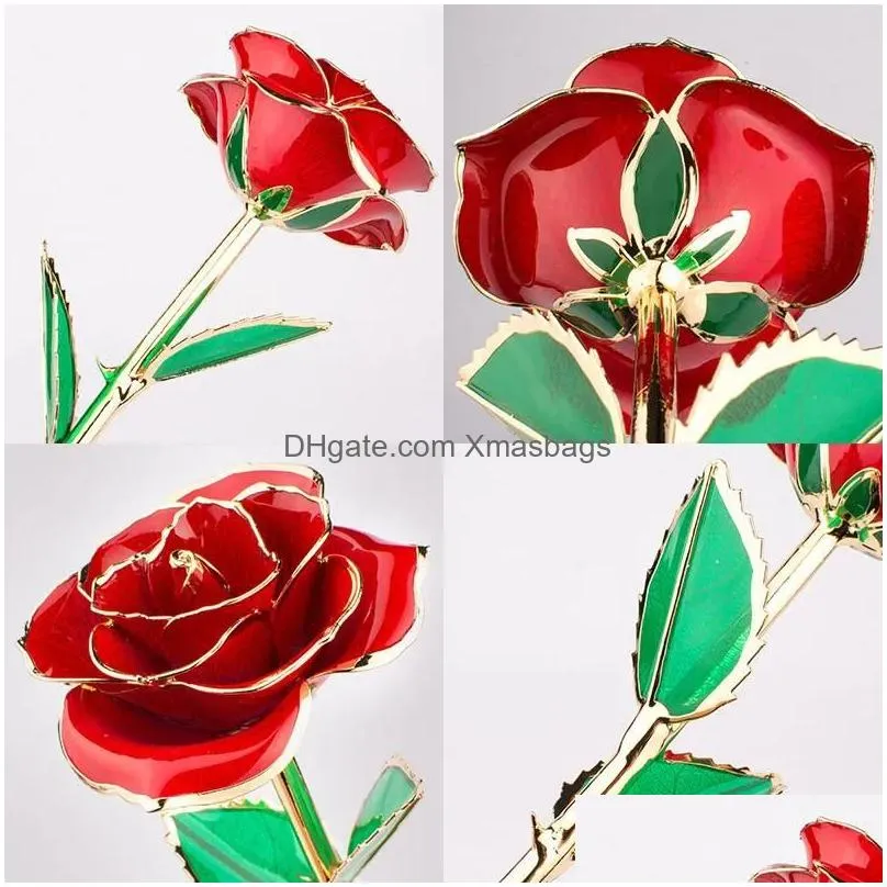 long stem 24k gold dipped rose lasted real roses party romantic gift for valentines day/mothers day/christmas/birthday other festive party supplies