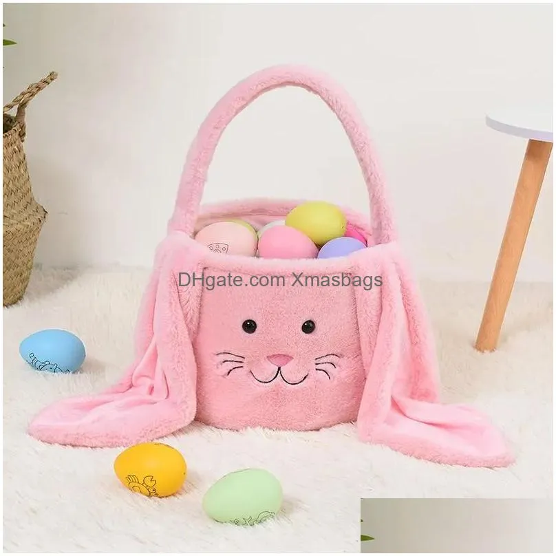 party favor handbag fuzzy long ears easter rabbit bucket plush furry bunny gift bags easter basket