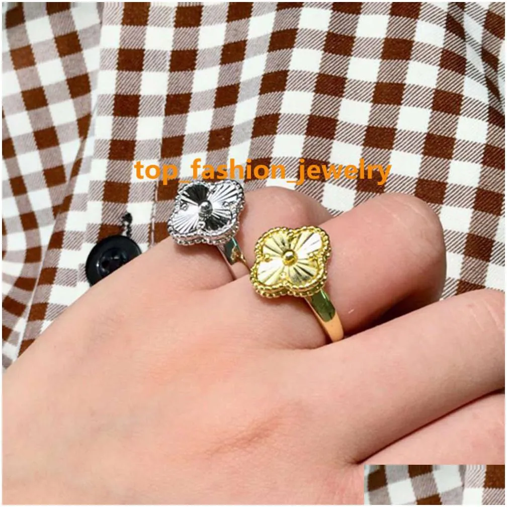 four leaf clover ring natural shell gemstone gold plated 18k for woman designer t0p highest counter quality luxury classic style gift for girlfriend