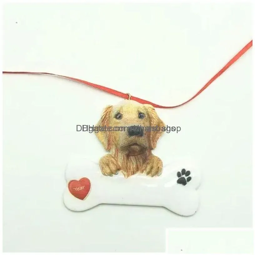 christmas decorations 2023 diy handwritten greetings tree decoration resin pendant dog series room decor xmas gift inventory wholesa