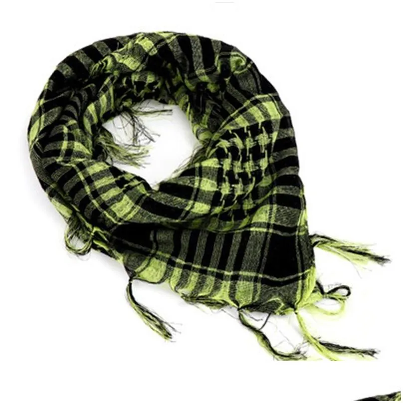 Scarves Tassel Decor Kerchief Plaid Pattern Winter Lady Mens Keffiyeh Scarf Mti Function Lightweight Outdoor Sports Headscarf Fashion Dhi3D