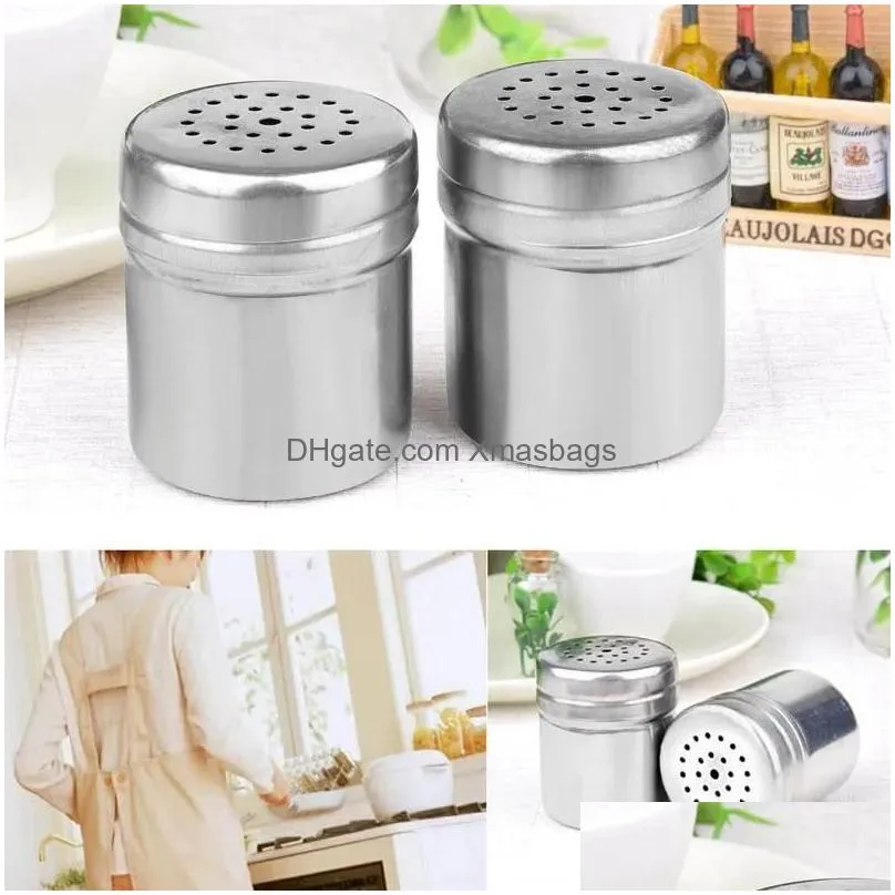 stainless steel condiment shakers kitchen container bbq seasoning bottle pepper powder tool spice powder sprinkling pot